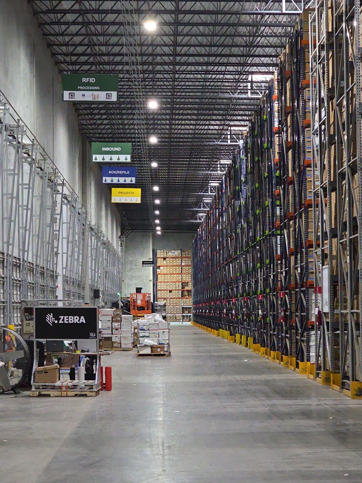 Lights in a warehouse