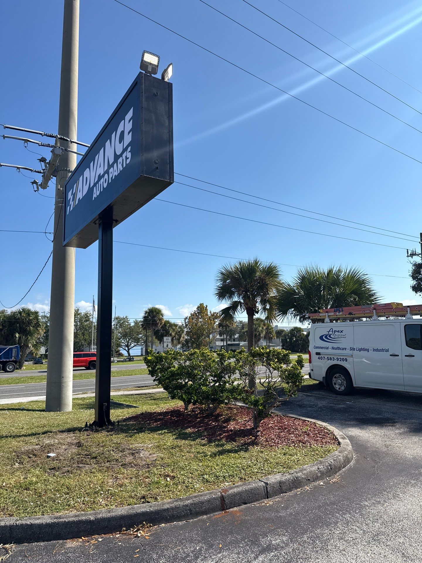 Advance Auto Parts sign with lights