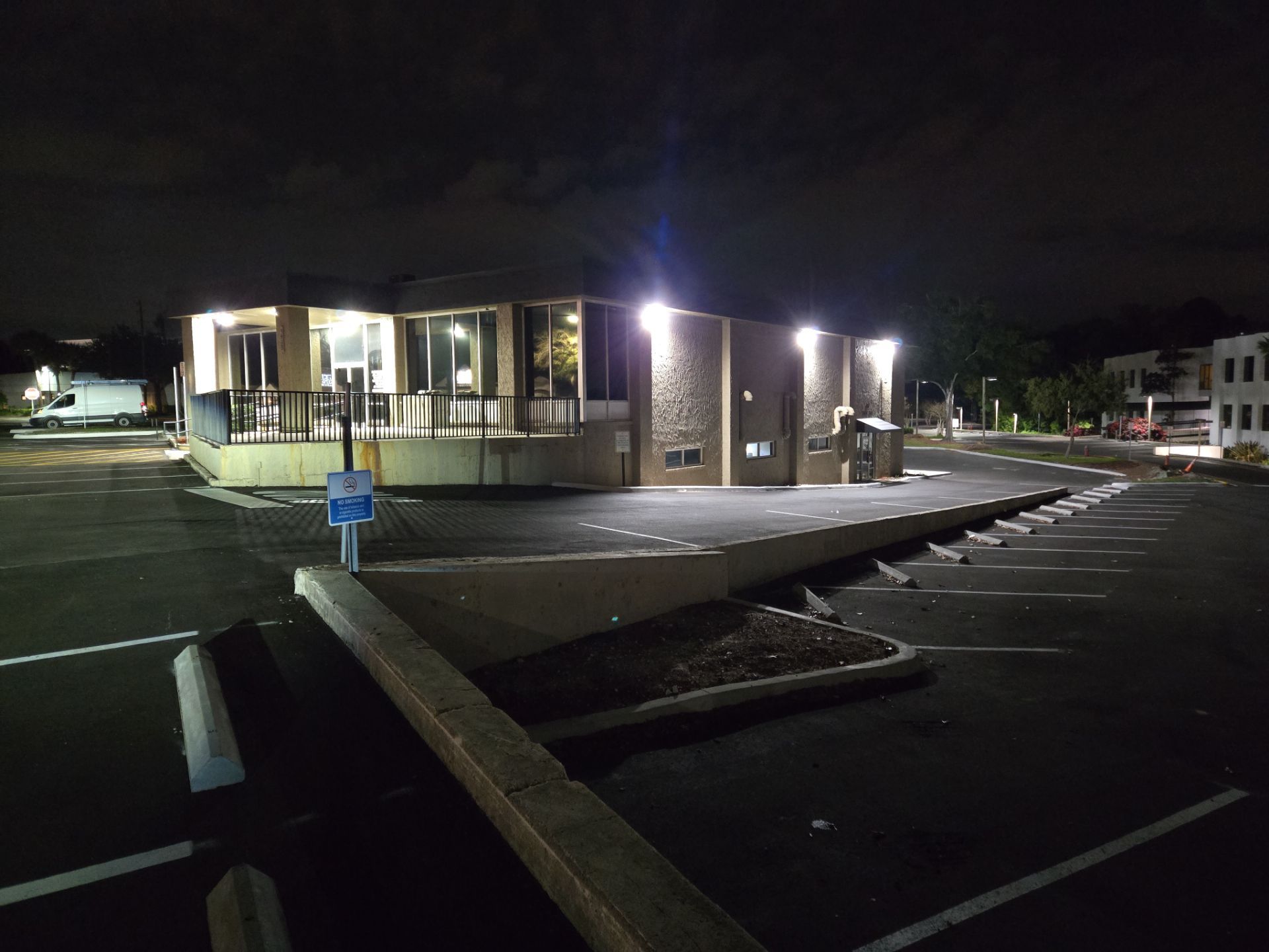 Exterior lights outside of a building