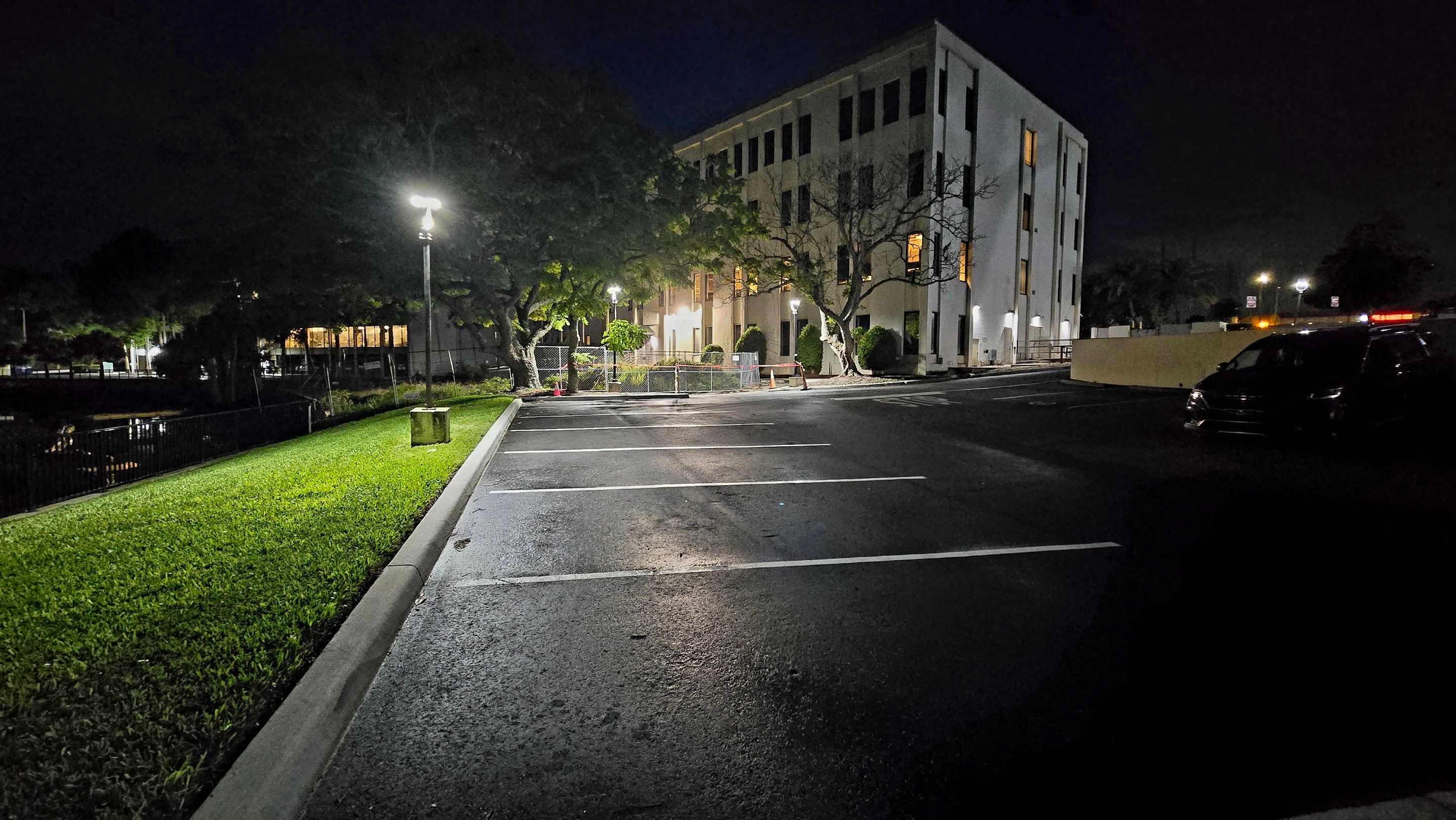 Exterior lights outside of a building